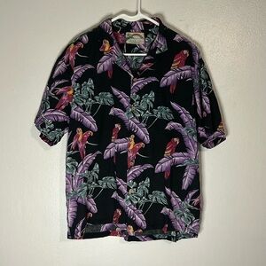 Tropical Parrot Print Casual Button Down Shirt